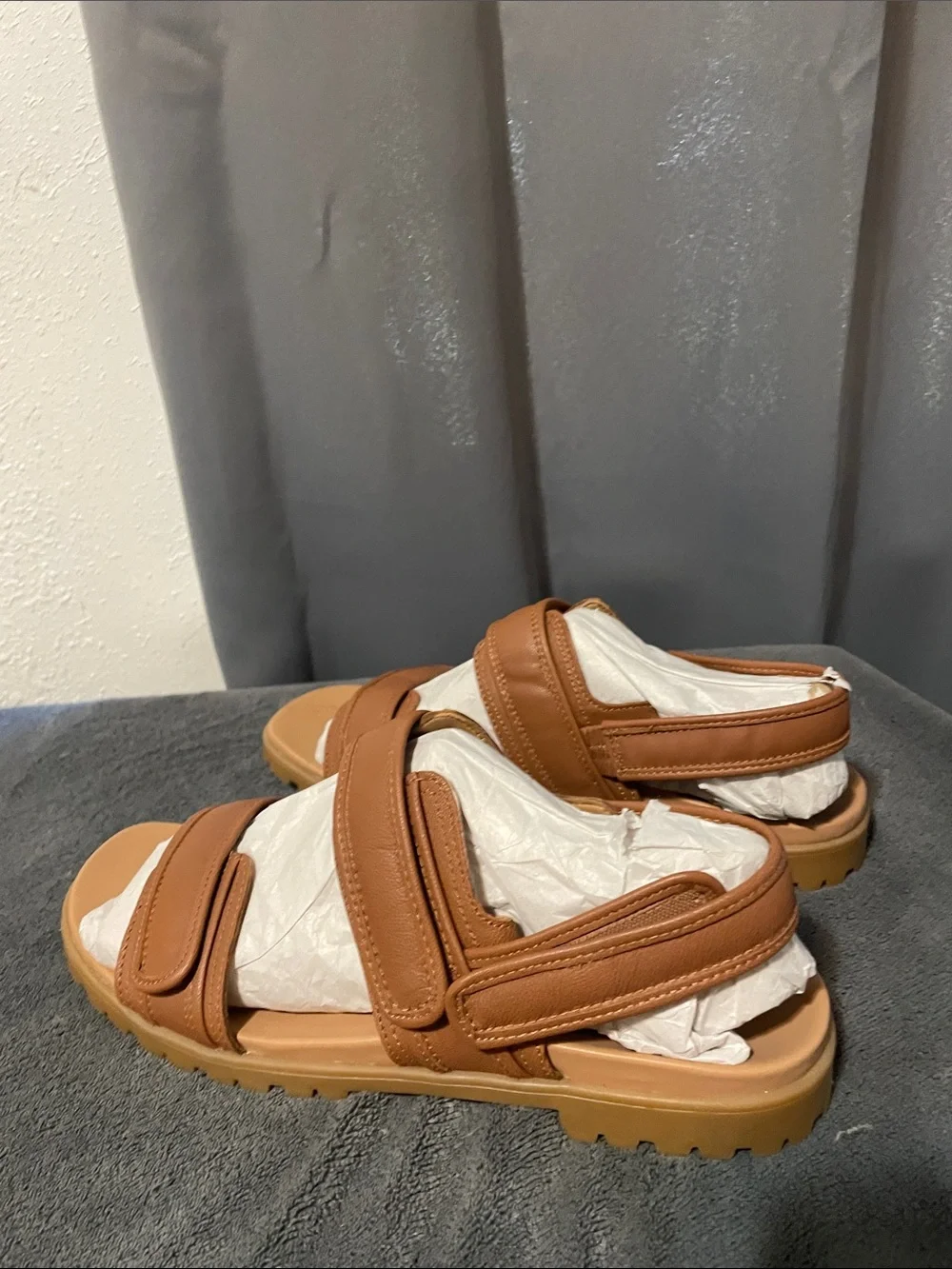 Vionic Brown Leather Double-Strap Adjustable Sandals NWOT